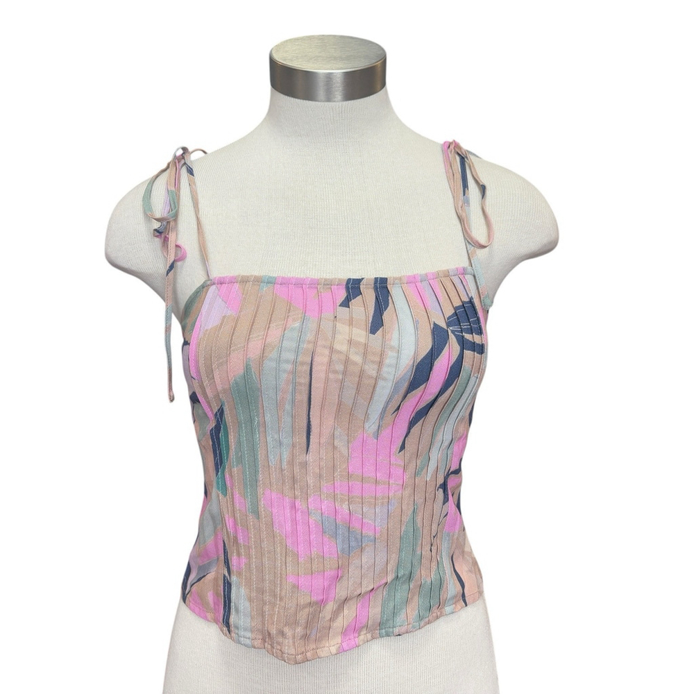 Saltwater Luxe Womens Tank Slim Tie Shoulders Spaghetti Straps Multicolor Sz. S